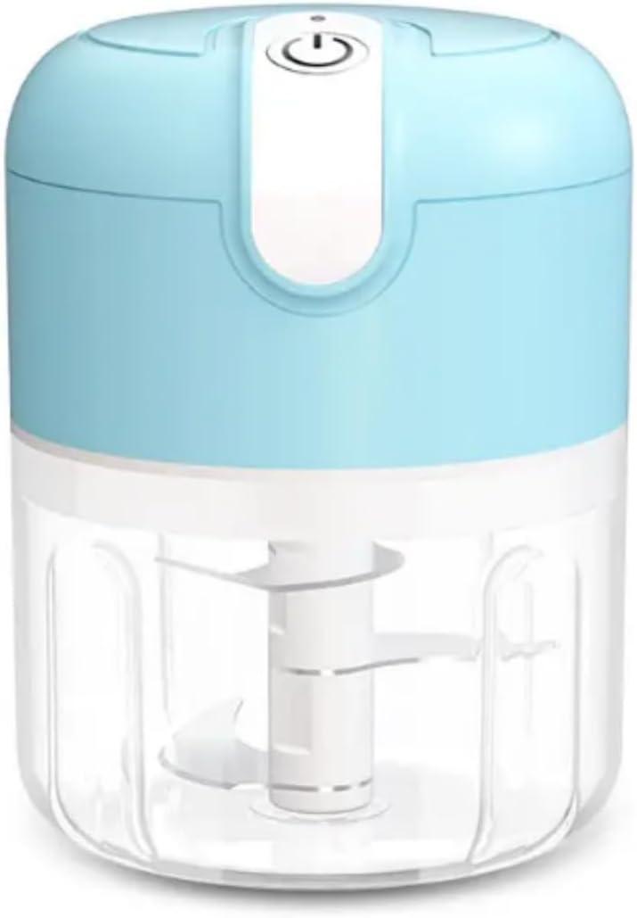 Electric Garlic Chopper & Vegetable Mini Food Processor - Wireless Blender for Ginger, Chili, Onion - Compact & Efficient Kitchen Gadget-veggie chopper 250ML in (Blue)