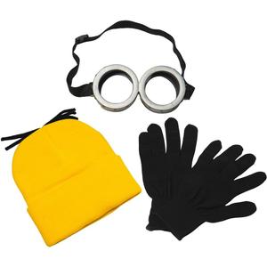 Happy Hippo Adult Costume Set, Yellow Beanie Hat, Black Gloves and Silver Goggles, Unisex