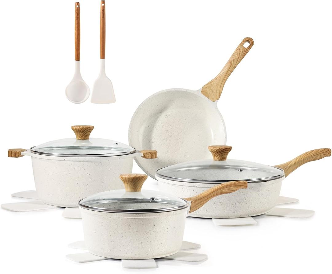 SENSARTE Nonstick Ceramic Cookware Set, 13-pcs Non-toxic Pots and Pans Set, 13 Pieces