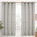 YoungsTex Dark Grey Linen Curtains 63 Inch Length for Living Room Windows, Textured Light Filtering Drapes with Bronze Grommet Privacy for Bedroom, 2 Panels, 52 X 63 Inch