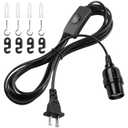 DiCUNO Extension Hanging Lantern Cord Cable, E26 Pendant Light Lamp Socket, On-Off Switch Close to Polarized Plug, 13 Feet, Medium Base for Grow, Plant, Ceiling Lights Fixture, Black, 1 Pack