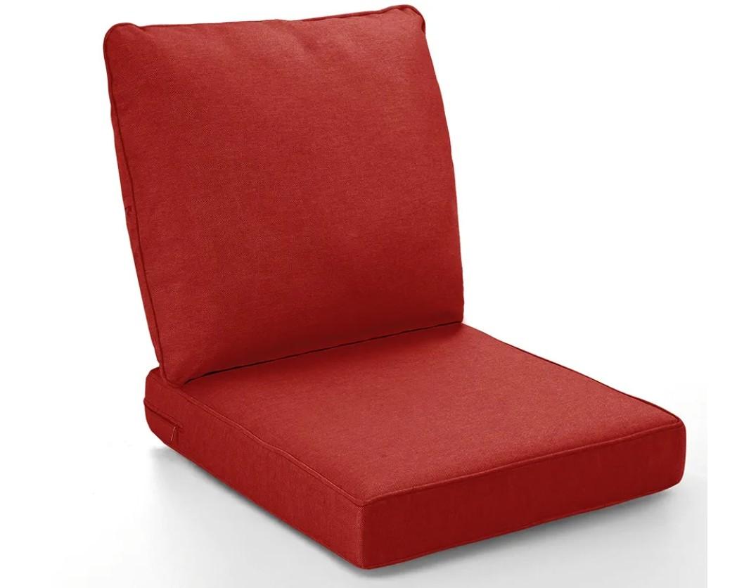 ZJEYEJZ Outdoor Chair Cushion Set, Thickened 24 x 24 x 4 Inch Patio Furniture Cushions, Waterproof & Fade Resistant Outdoor Seat Cushions with Ties for Chair Sofa Couch (Dark Red)