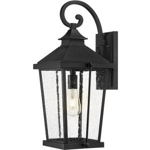 zeyu 22 Inch Outdoor Lights for House, 1-Light Outdoor Wall Sconce for House Porch, Die-Cast Aluminum with Seeded Glass, Black Finish, ZW105B-M BK
