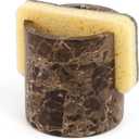 Natural Marble Sponge Holder, Sink Caddy for Kitchen Counter, Marble Decor Dish Sponge Holder with Anti-Slip Pad for Kitchen Sink Countertop, Fast Drying Rack, Caddy - Dark Brown