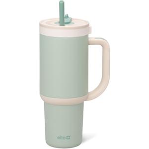 Ello Oasis 30 oz Tumbler with Handle & Retracting Straw | Reusable Insulated Stainless Steel Cup 100% Leakproof, Gifts for Teens Women Men | Keeps cold for 24 Hours, Cup Holder Friendly, Pistachio