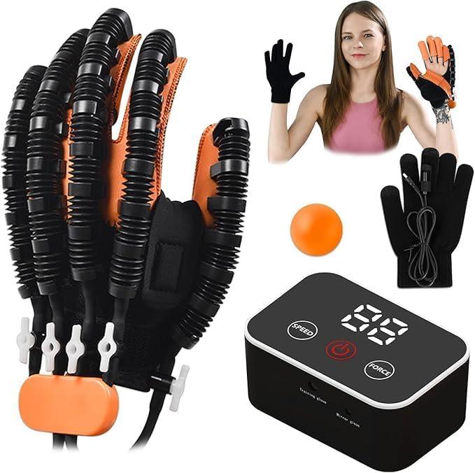 Finger and Hand Function Workout Recovery Device, Robotic Rehabilitative Gloves for Finger Exercising, Stroke Therapy Equipment Hand Function Rehabilitation (Orange)