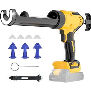 Cordless Caulking Gun Compatible With DeWalt 20V Max Battery(NO Battery)10 Oz Electric Caulking Gun with Anti-Drip,Auto Retract,LED Light,6 Speed for Filling, Sealing, Repair