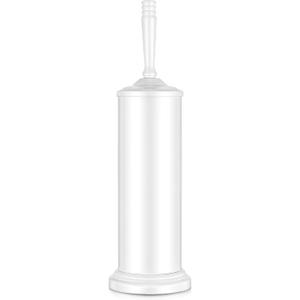 Stainless Steel Toilet Brush and Holder,Toilet Bowl Brush with Long Handle for Bathroom,Toilet Brushes-Space Saving,Covered Brush, Durable, Deep Cleaning,Splash Resistant (White)