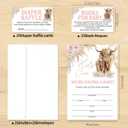Moonle Baby Shower Invitations with Envelopes, Diaper Raffle Tickets and Baby Shower Book Request Cards, Boho Highland Cow theme babyshower party supplies, Set of 25, Pink