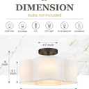 Black Semi Flush Mount Ceiling Light, Close to Ceiling Light Fixtures with Fabric Shade in Quatrefoil Shape, Farmhouse 13-inch Ceiling Light for Kitchen Hallway Bedroom, AD-22007-4SF-BK