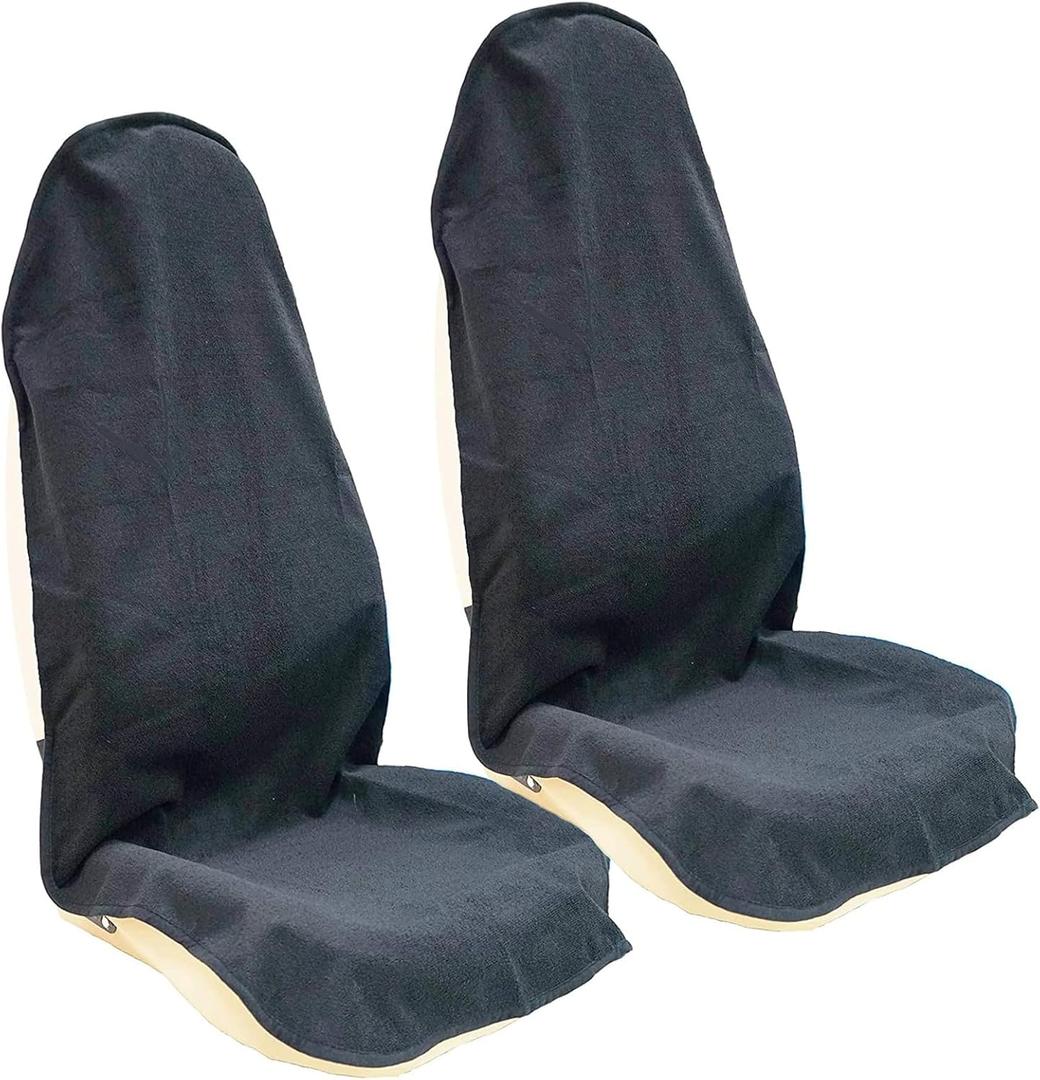 Car Seat Cover Protector Front Seats,for Gym Workout,Running,Swimming,Beach and Hiking,Waterproof Sweat Towel Bucket Seat Covers for Cars SUV Trucks (Black, 2Pcs)