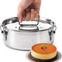 Okllen 18/8 Stainless Steel Flan Mold, 65 Oz Flan Pan with Lid and Handle, Flanera Flan Maker Mold Compatible with 6 Quart Instant Pot