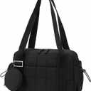 CAMTOP Mini Gym Bag for Women, Small Gym Tote Bag Puffy Quilted Sports Duffel Bag with Wet Compartment and Coin Purse Duffel Bags Dance Yoga Workout Bag (Black)