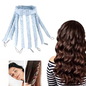 Heatless Curls Headband Adjustable Heatless Hair Curler, Removable Claw Design No Heat Curling Rod Headband Lazy Hair Curler for Long Hair, DIY Hair Rollers Styling Tool for Women Girls Curls Wave (Blue)