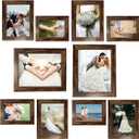 Picture Frame Set 10 pack, Farmhouse Photo Frames, Gallery Wall Frame Collage, 8x10 5x7 4x6 Frames in 3 Different Finishes Picture Frames For Wall or Desk,Dark Brown