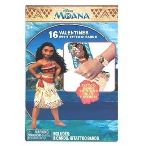 16 Valentines With Tattoo Bands Moana, Pack Of 10
