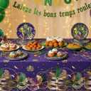 Mardi Gras Party Plates and Napkins Supplies -101Pcs-Carnival Theme Tableware with Forks & Tablecloth, for Parades,Celebrations & Fat Tuesday Decorations,Serves 25