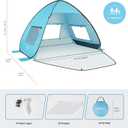 TOBTOS UPF 50+ Pop Up Beach Tent, Easy Set Up Beach Umbrella, Sun Shelter for 2-3 People UV Protection Portable Sunshade, Baby Canopy Cabana, Lightweight with Carry Bag