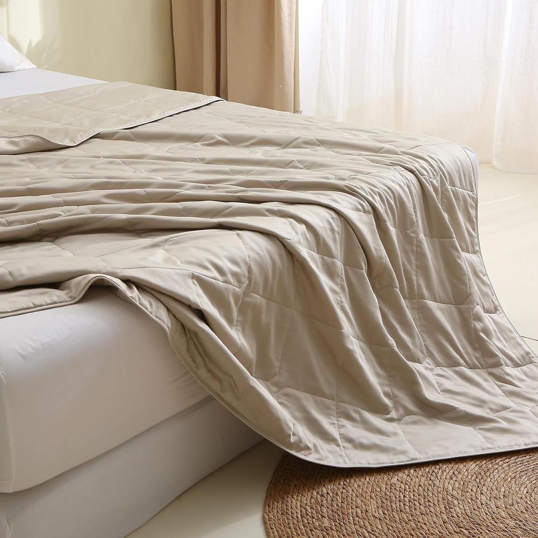 EP Mode Lightweight Quilt Blanket for Summer, Viscose from Bamboo Fabric & Filling, Natural, Breathable & Machine Washable- Sandshell, King