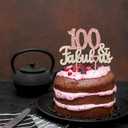 100 & Fabulous Gold & Pink Rhinestone Cake Topper - Happy 100th Birthday Cheers to 100 Years Old Bday Party Metal Sparkly Food Centerpieces Topper Decorations Keepsake.
