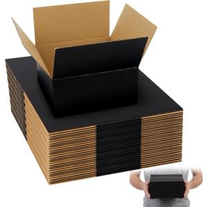 8x8x4 Black Shipping Boxes, 30 Pack Medium Mailer & Packaging Boxes for Small Business, Heavy Duty Corrugated Cardboard, Ideal for Shipping & Packaging