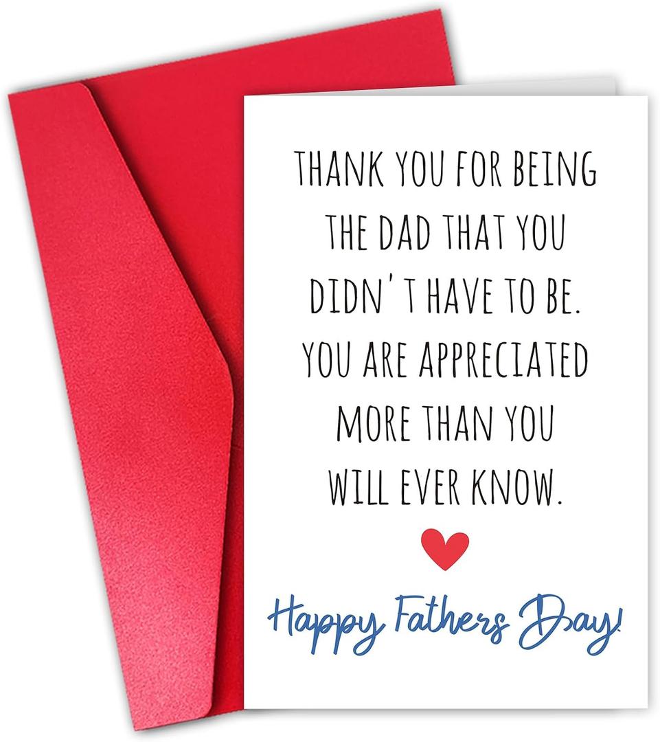 30 x Father's Day Card Gift for Stepdad, Heartfelt Bonus Dad Appreciation, Chosen Father Thank You Greeting Card