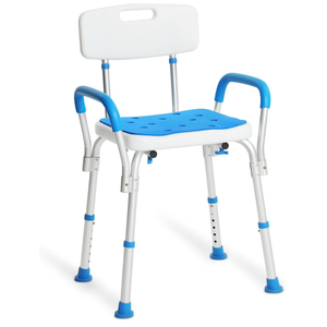 Shower Chair with Arms and Back, Padded Shower Seat for Inside Shower, Tool-Free Shower Seat for Bathtub, Shower Bath Chair for Elderly/Disabled by SOUHEILO