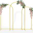 Semoprus Metal Arch Backdrop Stand, Gold Arch Backdrop Stand Set of 3 (7.2 ft, 6.6 ft, 6 ft), Wedding Arch Frame, Balloon Backdrop Stand for Ceremony Birthday Party Baby Shower Graduation Decoration