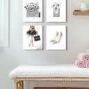 Drsoum Glam Fashion Bathroom Decor Gray Framed Beauty Girly Elegantes Bathroom Wall Art Glitter Tissue Pictures Modern Aesthetics Ready to Hang Set of 4, 8x10 in (Framed)