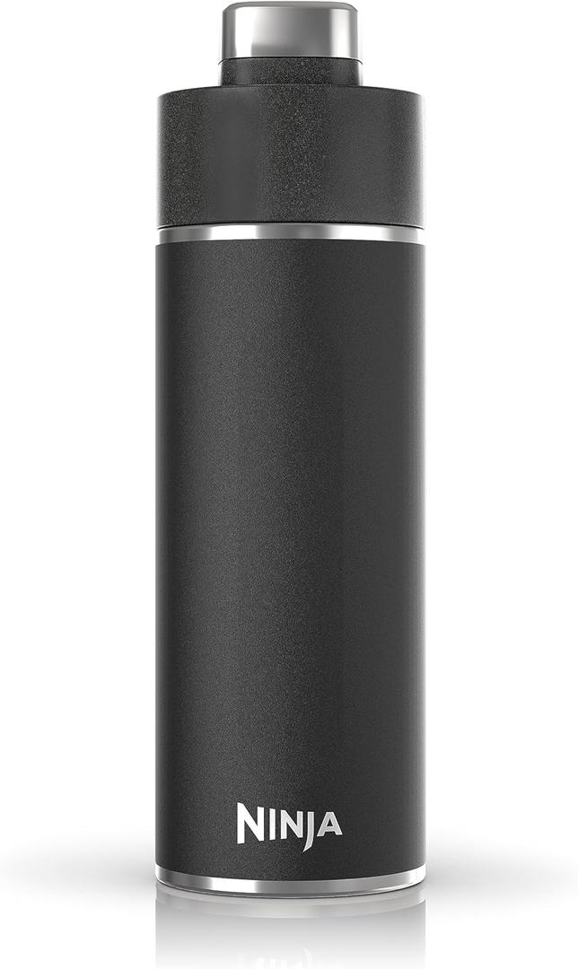 Ninja DW2401BK Thirsti 24oz Travel Water Bottle, For Carbonated Sparkling Drinks, Colder and Fizzier Longer, Leak Proof, 24 Hrs Cold, Dishwasher Safe, Stainless Steel Insulated Tumbler, Onyx Black