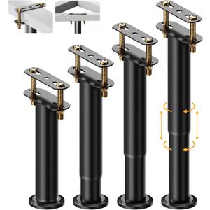 Abiglifty 4Pcs Adjustable Bed Support Legs, 10-17 Inch Bed Frame Legs, Metal Bed Frame Support Legs, Non-Slip Bed Legs Replacement, Heavy Duty Furniture Legs for Sofa/Cabinet/Couch/Dresser/Table
