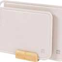 KitchenEdge Rice Fiber Cutting Board Set with Bamboo Stand for Cooking Prep, 2 Piece Kitchen Set, with Juice Grooves and Handles, (13.5x9.5, 15.5x11 in)