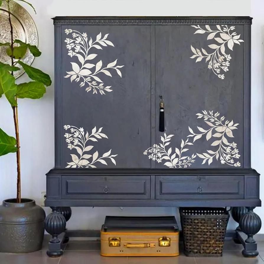 ChicSkin Larger Vintage UV DTF Transfers for Furniture, Ivory White Botanical Furniture Transfers Rub on Nightstand Decoration, Wild Floret Winter Stickers for Wood 11.42"X53.15"