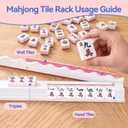 White Mahjong Racks with Magnetic Pushers Set of 4,19.6" Wooden Tile Racks