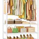 ULIFHOME P9 Rolling Clothes Rack Heavy Duty, Clothing Racks for Hanging Clothes, 4 Tiers Garment Rack with Wheels, Metal Portable Closet Rack, 35.5" L X 15.8" W X 80.5" H, Max Load 445 LBS, White