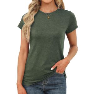 Memorose Womens Short Sleeve Tops Summer T Shirts Round Neck Causal Fashion Basic Tee, Large