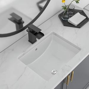 Undermount Bathroom Sink - 18''x14'' White Rectangle Bathroom Sink Porcelain Ceramic Sink Vanity Basin Lavatory Sink Rectangular Vessel Sink, LOF-BS1814