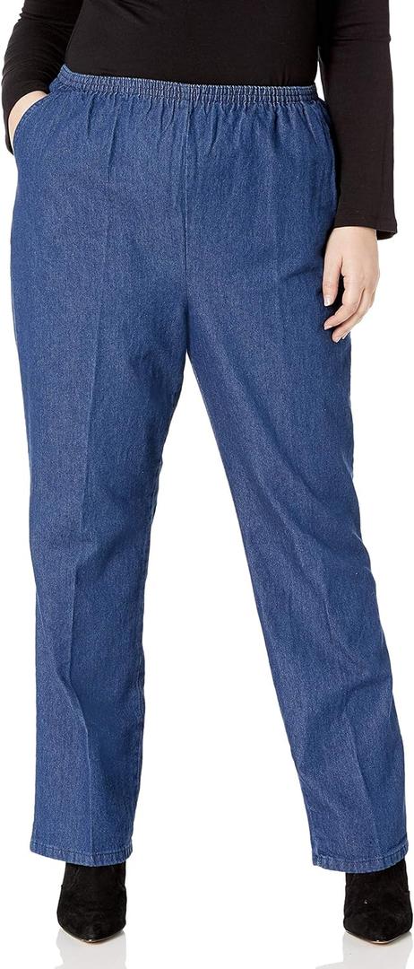 Chic Classic Collection Women's Plus Stretch Elastic Waist Pull-On Pant (26, Original Stonewash Denim)
