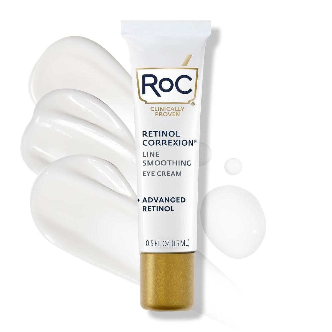 RoC Retinol Correxion Under Eye Cream for Dark Circles & Puffiness, Daily Wrinkle Cream, Anti-Aging Skin Care Treatment for Women and Men, 0.5 oz 