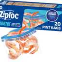 Ziploc Pint Food Storage Freezer Bags, Grip 'n Seal Technology for Easier Grip, Open, and Close, 20 Count