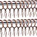 Hotop 60 Pieces 1.26 Inch Metal Drapery Curtain Rings Curtain Hanging Rings and 60 Pieces Metal Drapery Pin Hooks for Drapes Window Door Shower (Bronze)