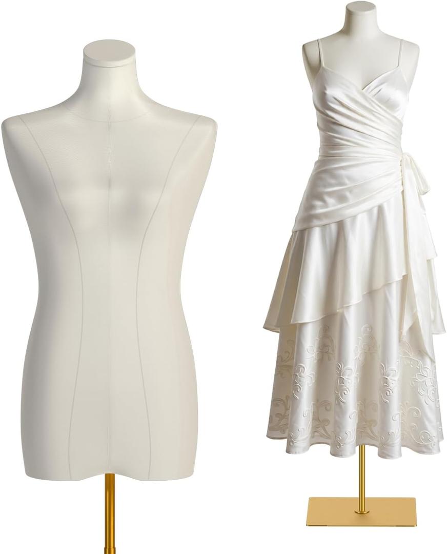 Sewing Adjustable Mannequin Torso for Female: Adjustable Height from 47.2 to 74.8 Inch Mannequin - Pinnable Female Dress Form with Support Metal Base for Dress Display and Sewing.