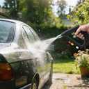 Short Pressure Washer Gun 4000 PSI, M22-14mm Fitting, High Pressure Spray Gun with 4 Color Nozzle Tips