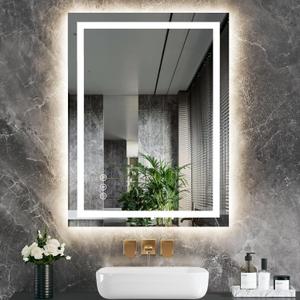 LED Bathroom Mirror with Backlit & Front Light, 40"x32" Anti-Fog, Memory Function, Dimmable Color & Brightness,CRI90+, IP54 Waterproof, Horizontal/Vertical, Wall Mounted