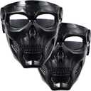 2 PCS Airsoft Mask Paintball Mask Full Face Tactical Mask Skull Mask (Black Frame-Clear Lens)