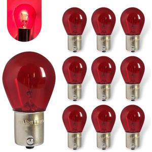10 PCS 1156 Turn Signal Bulb, 12V 21W BA15S Turn Signal Lamp, High Brightness Long Life Miniature Bulb, for Cars Motorcycles (Red)