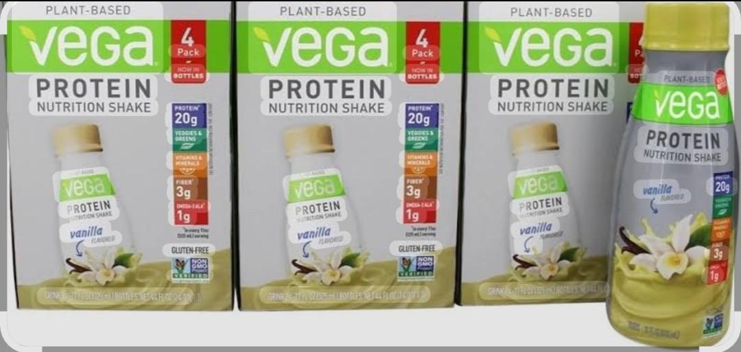 Vega Protein Shakes Ready to Drink, Vanilla - Plant Based Vegan Nutrition Shake with Veggies, Greens, Vitamins & Minerals, Gluten Free, Dairy Free, Soy Free, Vegetarian, Non GMO, 11 Fl Oz (12 Count), Best By: 05 APR 2021