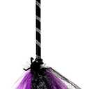Halloween Witch Broom Plastic Witch Broomstick with Detachable Handle, Halloween Cosplay Costume Props, Halloween Masquerade Dress Up Costume Decoration, Witch Flying Broomstick (Purple)