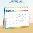 6 x Desk Calendar 2026, Desktop Calendar 2026 Standing flip, 8.5 x 11, Jan 2026 - Dec 2026, Stand Up Calendar with Memo Pages, Large Ruled Blocks, Holidays, Thick Paper, Great for Home, School, Office