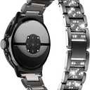 Women Bands with Case Compatible with Google Pixel Watch 4/3 45mm 41mm Watch2 Watch1, Metal bling Luxurious Dressy Replacement Wristbands, Silver Black Rose Gold